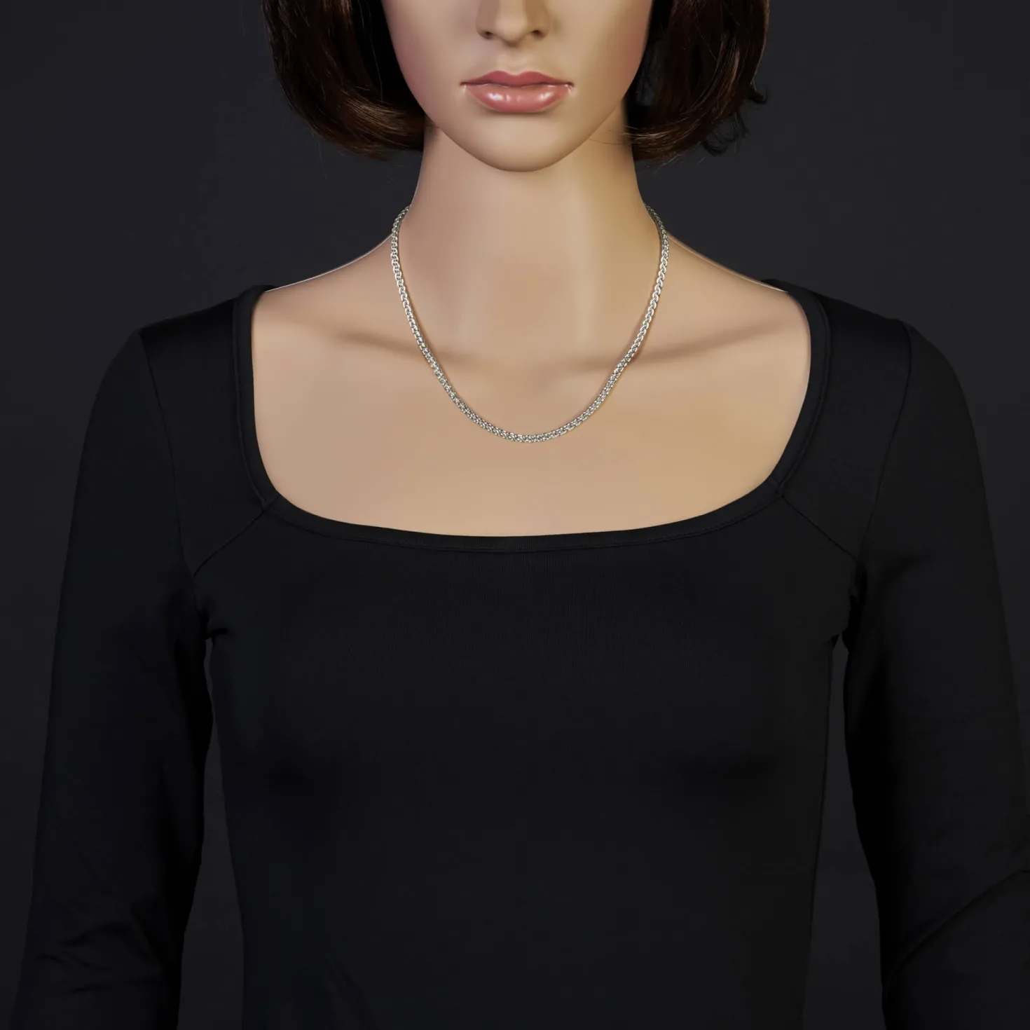 3mm Zopfkette Kette Collier aus 750 Gold Weißgold Goldkette 45cm Unisex