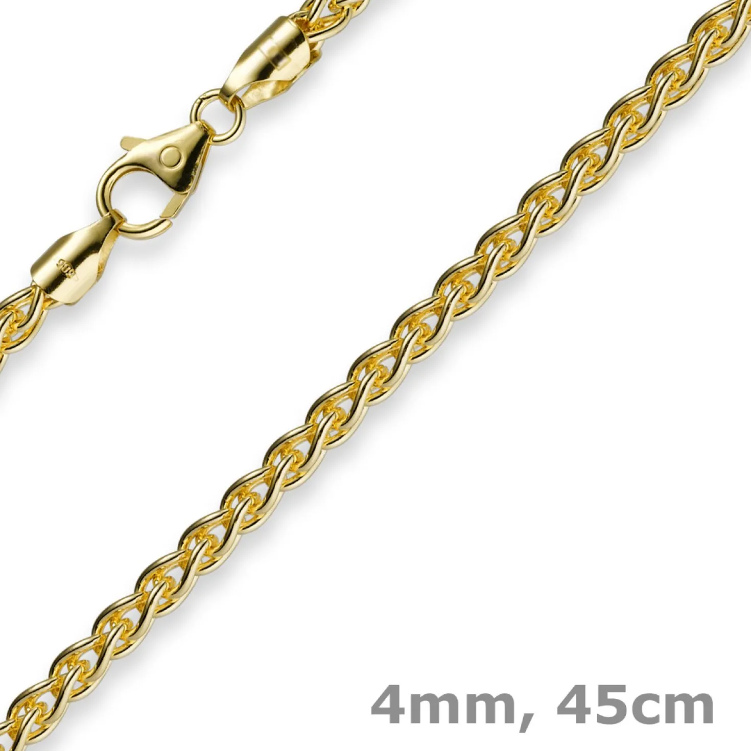 4mm Zopfkette Kette Collier aus 585 Gold Gelbgold, Goldkette, 45cm