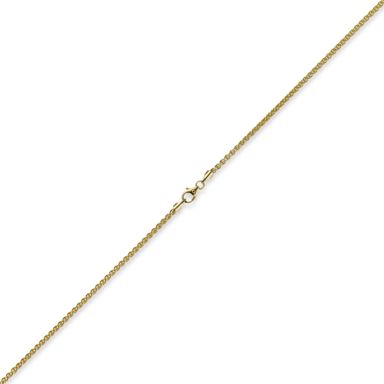 2mm Zopfkette Kette Collier, 750 Gold Gelbgold, Goldkette 55cm, Unisex