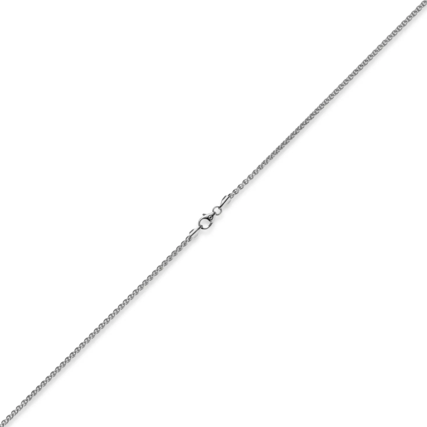 2mm Zopfkette Kette Collier, 750 Gold Weißgold, Goldkette 38cm, Unisex