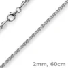 2mm Zopfkette Kette Collier, 750 Gold Weißgold, Goldkette 60cm, Unisex
