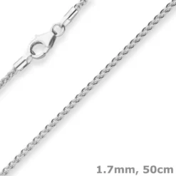 1,7mm Zopfkette Silberkette Collier Halskette aus 925 Silber 50cm