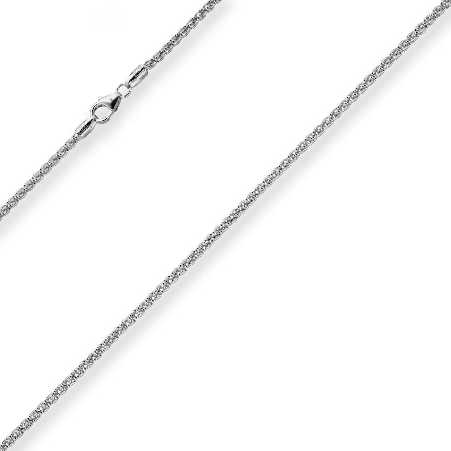 2,1mm Zopfkette Silberkette Collier Halskette aus 925 Silber rhodiniert 50cm