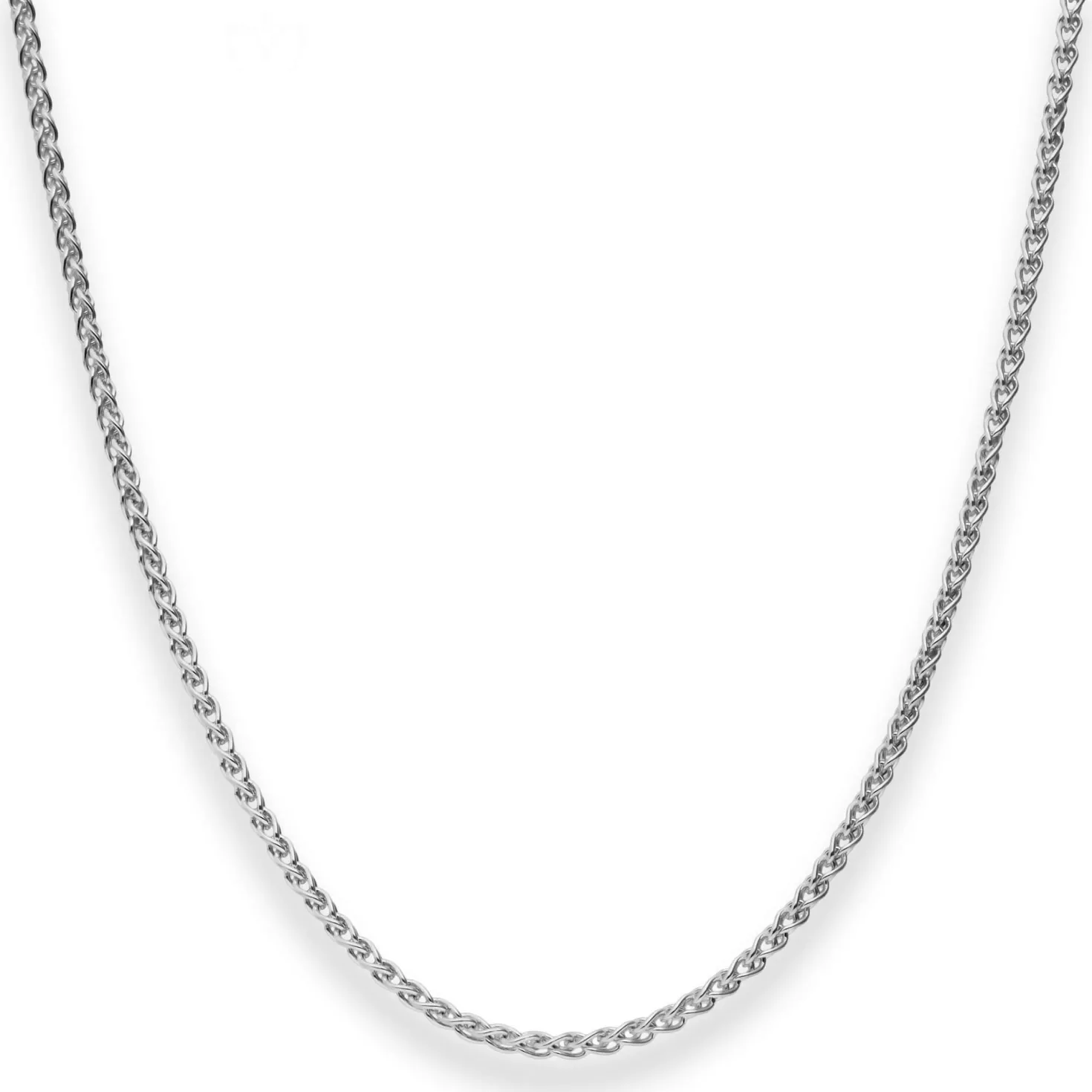 2,1mm Zopfkette Silberkette Collier Halskette aus 925 Silber rhodiniert 55cm