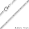 2,6mm Zopfkette Silberkette Collier Halskette aus 925 Silber 45cm