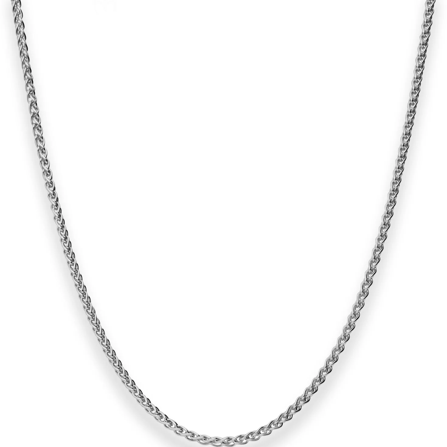 2,1mm Zopfkette Silberkette Collier Halskette aus 925 Silber rhodiniert 50cm