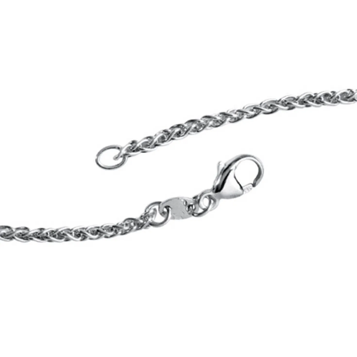 2,2mm Zopfkette Zopf Kette Collier, 925 Silber, Silberkette, 50cm