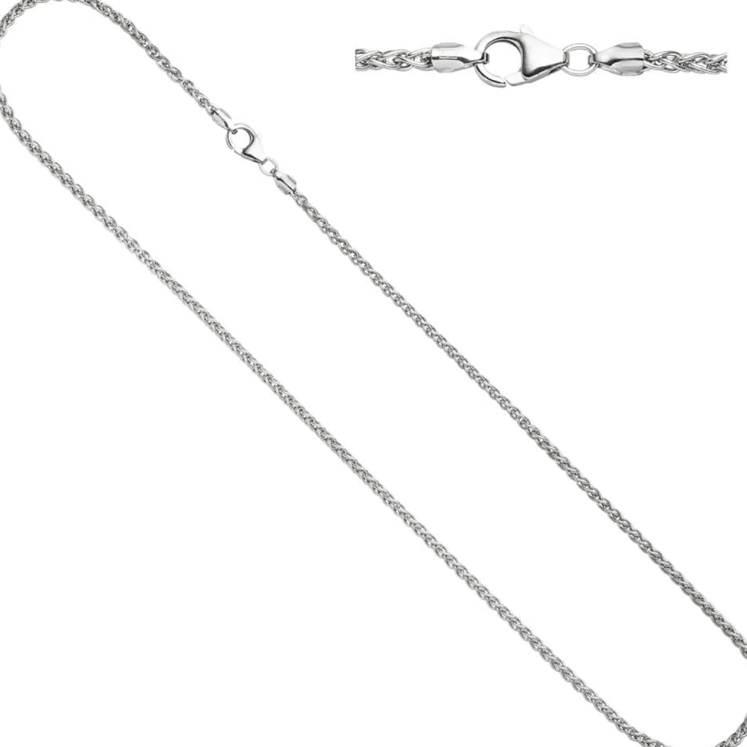 2,2mm Zopfkette Zopf Kette Collier, 925 Silber, Silberkette, 50cm