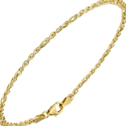 3mm Zwillings-Panzerarmband Armband Armschmuck aus 585 Gold Gelbgold 19cm