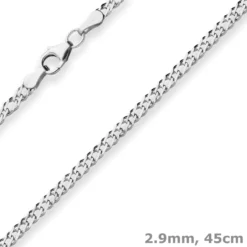 2,9mm Zwillingspanzerkette Collier Halskette aus 925 Silber rhodiniert 45cm