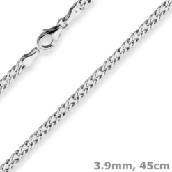 3,9mm Zwillingspanzerkette Collier Halskette aus 925 Silber rhodiniert 45cm
