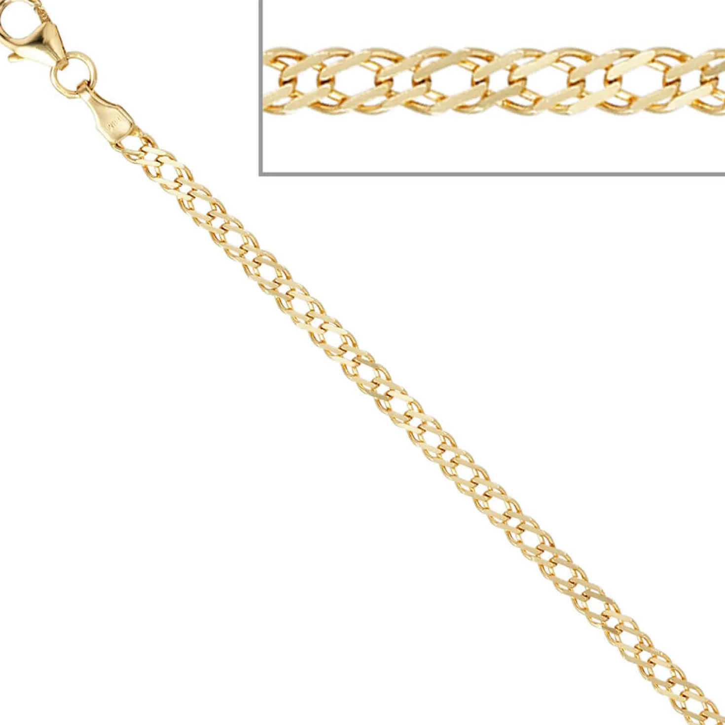 2,7mm Zwillingspanzerkette Kette Halskette aus 333 Gold Gelbgold 50cm