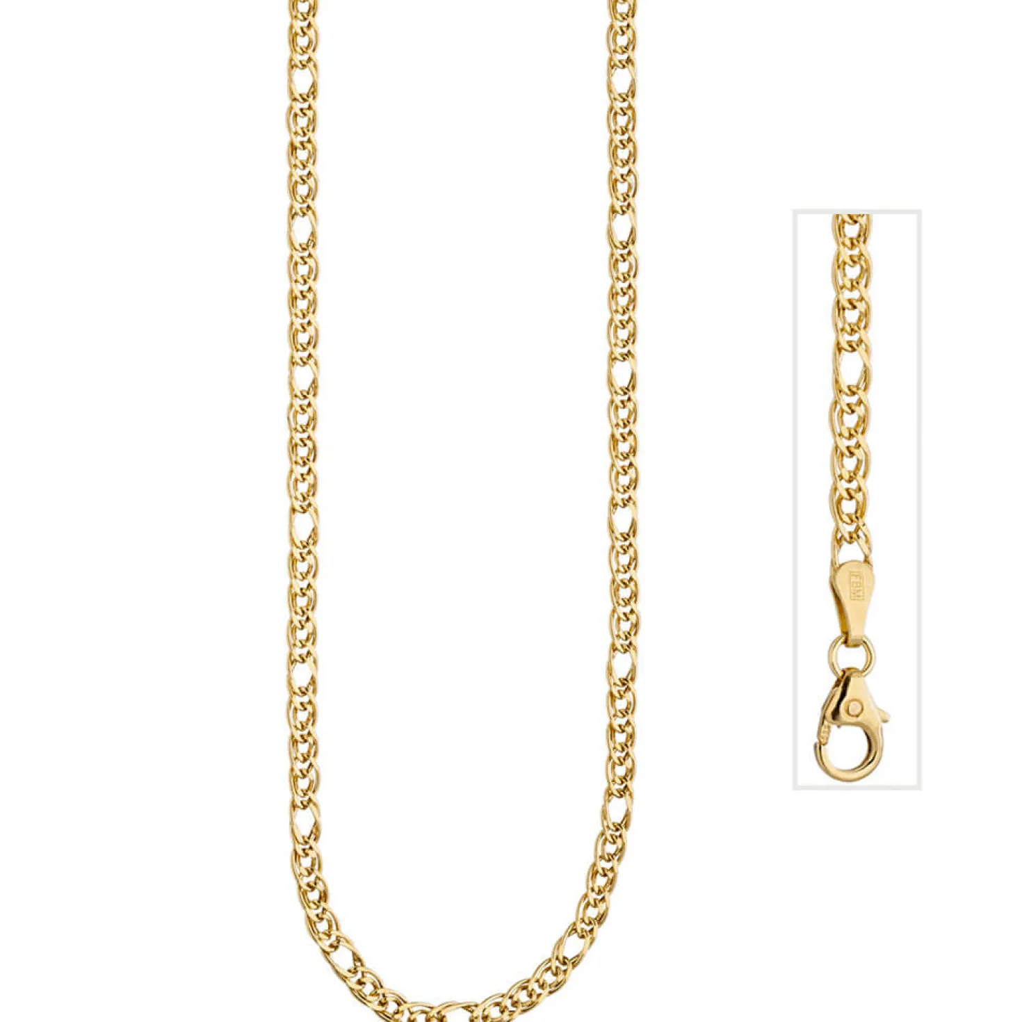 3mm Zwillings-Panzerkette Kette Collier Halskette aus 585 Gold Gelbgold 45cm