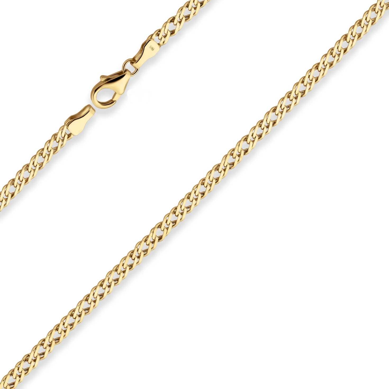 3,9mm Zwillingspanzerkette Kette Collier Halskette aus 585 Gold Gelbgold 60cm