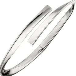 Offener Armreif mit Scharnier Armband, oval, 925 Silber rhodiniert Armschmuck