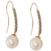 Ohrhaken Ohrringe Ohrhänger 29x7mm weiße Perle 375 Gelbgold Gold Damen
