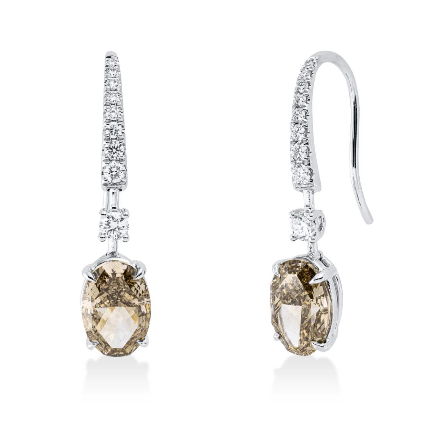 Ohrhänger aus 750 Gold Weißgold 20 Diamanten 4,56ct 27,7x6,3mm 4er-Krappe
