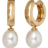 Ohrhänger Creolen 6,9x20,4mm Ohrringe Süßwasserperlen 585 Gelbgold creme weiß