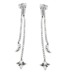 Ohrhänger 41mm Ohrringe Ohrschmuck mit Mond & Stern aus 925 Silber Damen