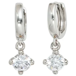 Ohrhänger Ohrringe Creolen aus 925 Silber & Zirkonia weiß Damen