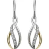 Ohrhänger 9,8x34,1mm aus 925 Silber bicolor vergoldet mit 14 Zirkonia Ohrringe