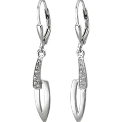 Ohrhänger 5,2x37mm aus 925 Silber matt 16 Zirkonia Ohrringe Boutons Ohrschmuck