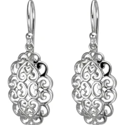 Ohrhänger 12,5x32,7mm aus 925 Silber mit Ornament aus Herzen Ohrringe Ohrschmuck