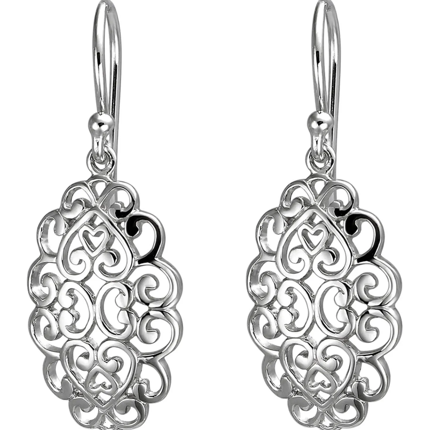 Ohrhänger 12,5x32,7mm aus 925 Silber mit Ornament aus Herzen Ohrringe Ohrschmuck