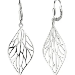 Ohrhänger 17,5x50mm Blatt Silhouette Ohrringe Boutons Ohrschmuck aus 925 Silber