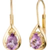 Ohrhänger 6,6x15,5mm Boutons Amethyste hellviolett Tropfen 333 Gelbgold