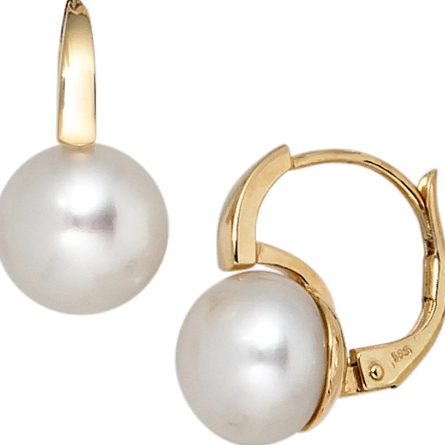 Ohrhänger 8,7x15,5mm Boutons Süßwasser Zuchtperlen 585 Gelbgold Perlenohrringe
