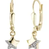 Ohrhänger 6x20,3mm Brisur Stern Sterne mit Zirkonia 375 Gold Gelbgold ohrringe