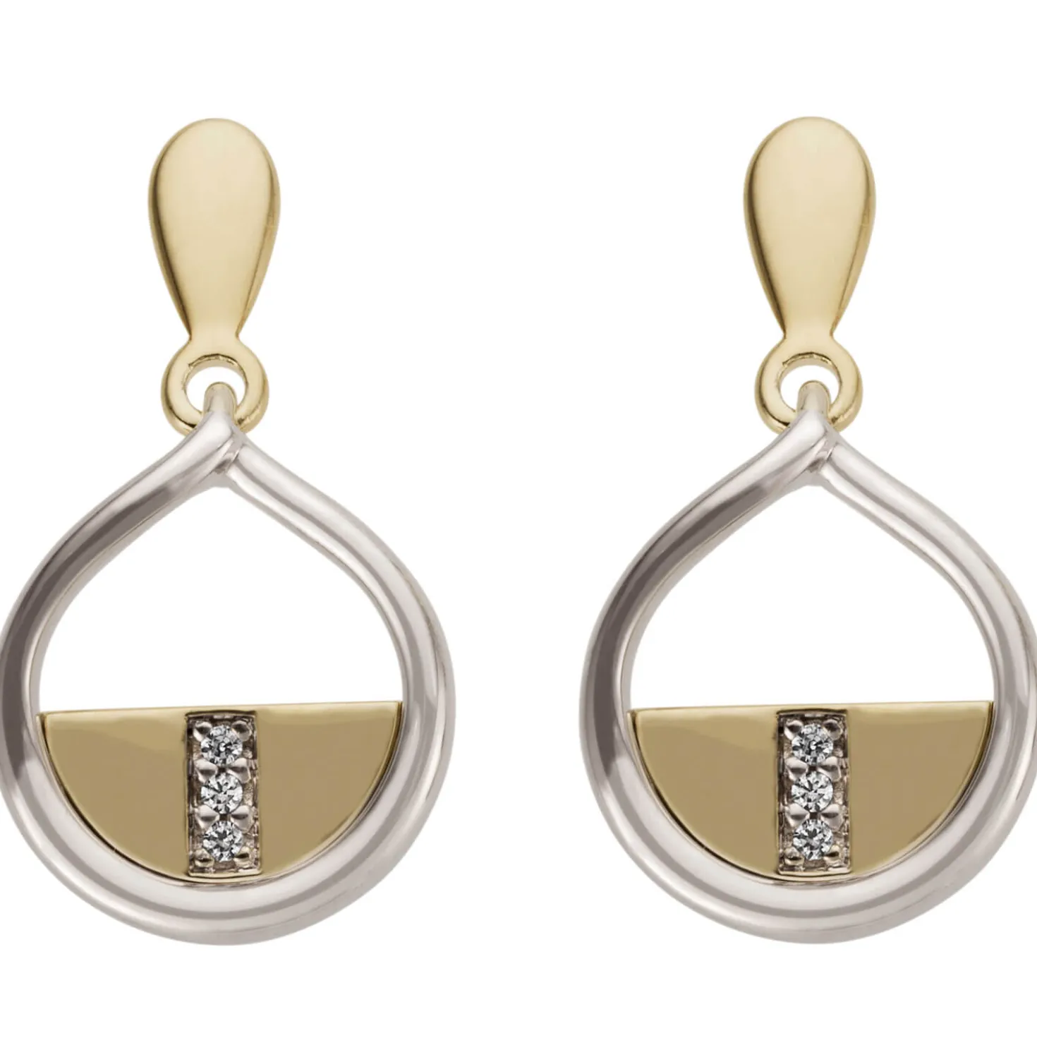 Ohrhänger 10x17,8mm 585 Gelbgold & Weißgold 6 Brillanten 0,02ct Ohrringe