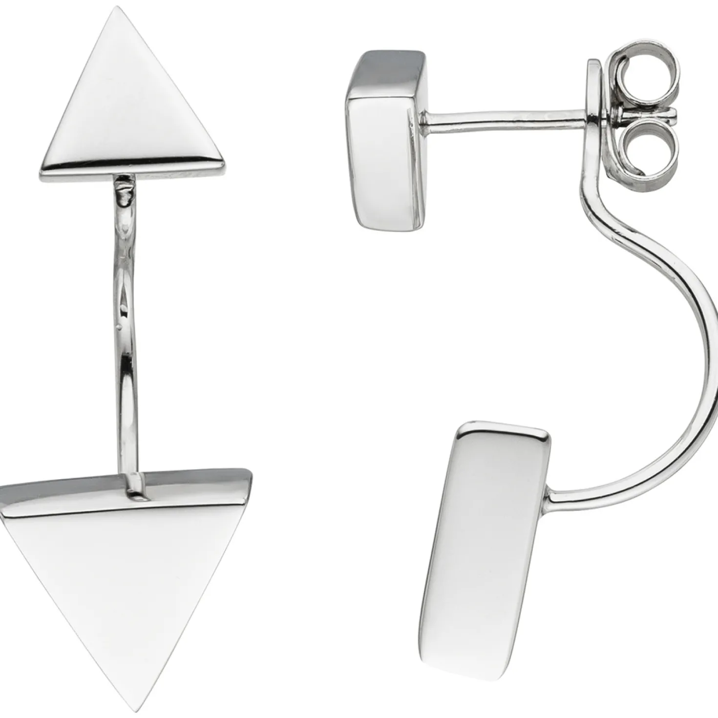 Ohrhänger 11,5x29mm Hänger-Stecker 2 Dreiecke dreieckig 2-teilig 925 Silber