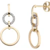 Ohrhänger 12,3x26,5mm Kreise Ohrringe aus 585 Gelbgold 36 Diamanten 0,13 Ct