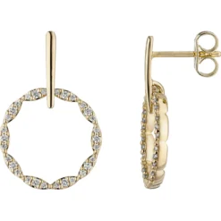 Ohrhänger 14,6x22,5mm Kreis mit 60 Brillanten 0.26Ct 585 Gelbgold Ohrringe
