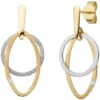 Ohrhänger 13,4x28,4mm Kreis & Oval 585 Gold gelb/weiß mit Diamanten 0,04 Ct
