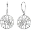 Ohrhänger 17,9x34,5mm mit Muster 925 Silber rund 32 Zirkonia Ohrringe Boutons