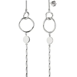 Ohrhänger 18,2x89,5mm mit Ringen Plättchen Stäbchen 925 Silber Ohrringe