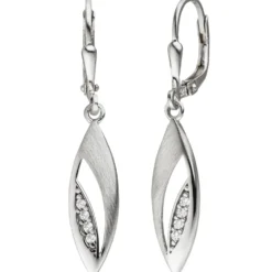 Ohrhänger 6,9x38,5mm Ohrringe Boutons Brisur Zirkonia spitzoval 925 Silber