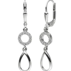 Ohrhänger 6,6x35,7mm Ohrringe Boutons Ring & Tropfen weiße Zirkonia 925 Silber