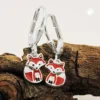 -Ohrhänger 22x6mm Ohrringe Brisur Fuchs Füchschen rot-weiß-schwarz 925 Silber