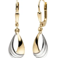 Ohrhänger 7,9x28mm Tropfen aus 333 Gold Gelbgold bicolor Ohrringe Brisur
