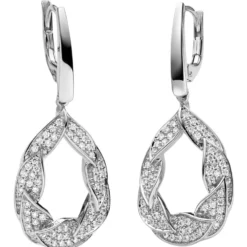 Ohrhänger 13,1x31,5mm Tropfen mit 130 Diamanten 0,42 Ct TW/VSI 585 Weißgold