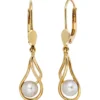 Ohrringe Boutons Ohrhänger 6,6x28,9mm Süßwasser Zuchtperlen 585 Gold Gelbgold