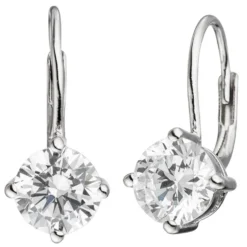 Ohrringe Boutons Ohrhänger 8,4x18,3mm mit Zirkonia weiß 925 Silber Damen