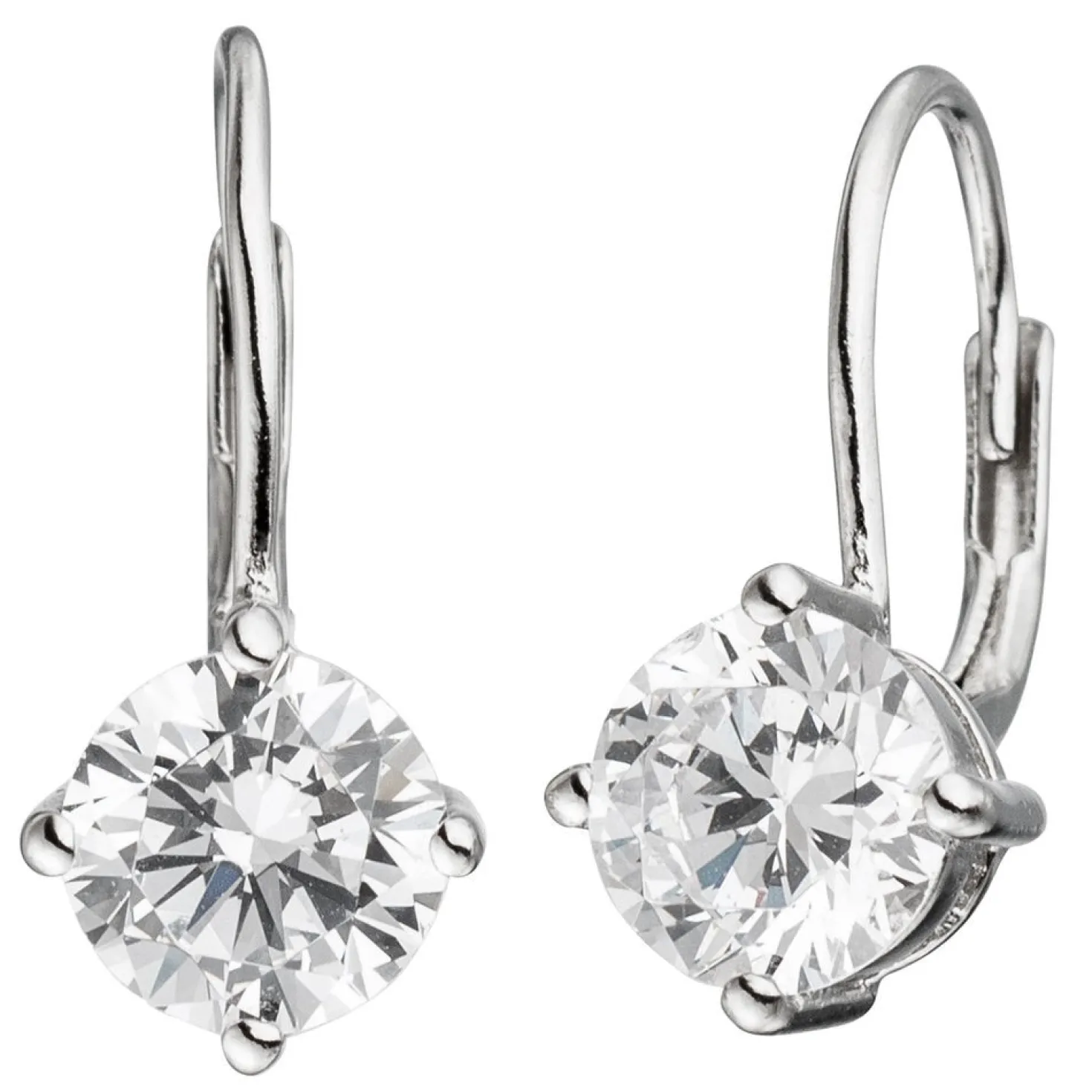 Ohrringe Boutons Ohrhänger 8,4x18,3mm mit Zirkonia weiß 925 Silber Damen