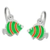 Ohrringe Brisur Fisch Clownfisch grün orange 925 Silber Kinder