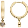 Ohrringe Creolen aus 333 Gold Gelbgold mit 2 Zirkonia 22,2x2,8mm glänzend