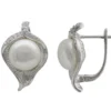 Ohrringe Creolen Blätter Muschelkernperlen Zirkonia weiß 925 Silber Damen